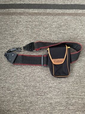 Canon Black Belt Bag with Tan Trim and Red-Accented Strap